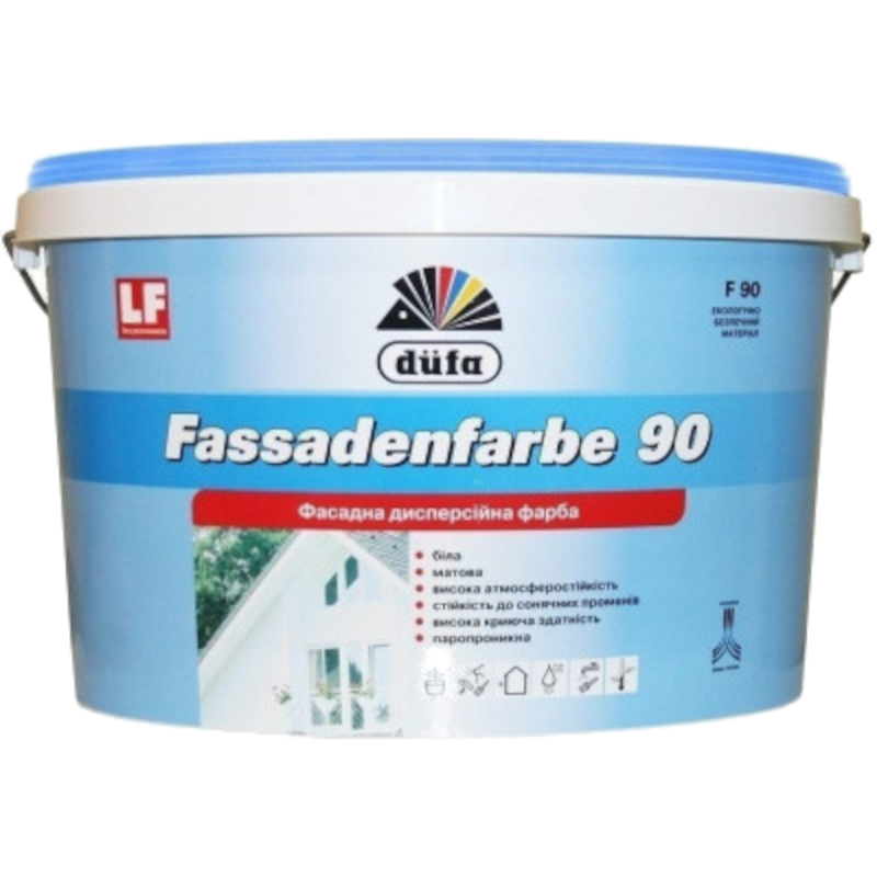 Фарба DUFA Fassadenfarbe F90, акрилова, водоемульсійна, мат білий, 14кг